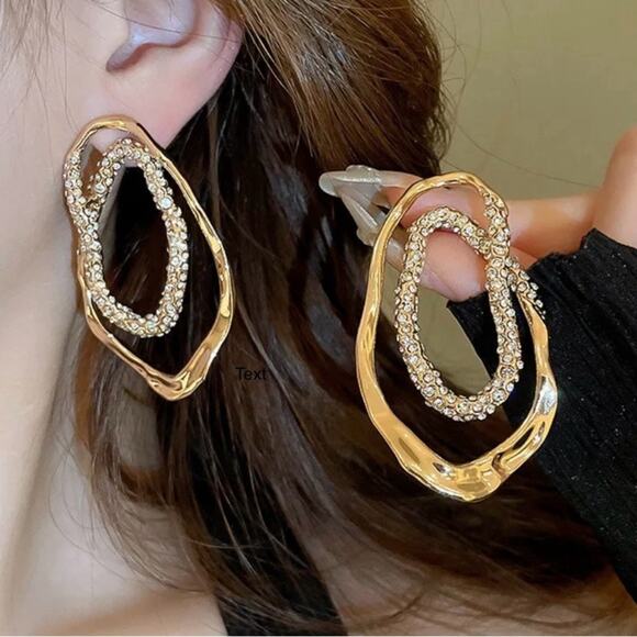 NEW Earrings Crystal Double Loop Hoop Gold Alexis Bittar Solanales STYLE AU24 - Picture 6 of 7